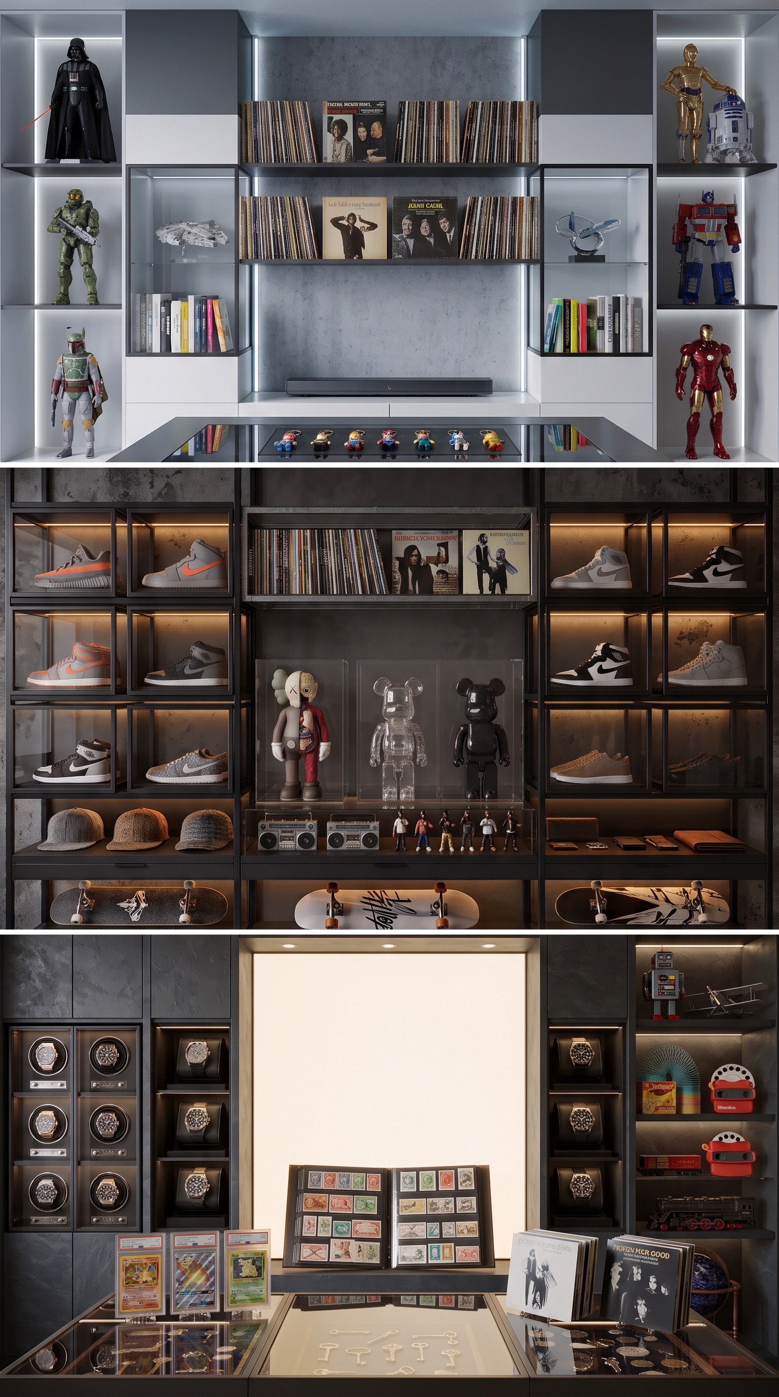 A wall of carefully displayed collections
